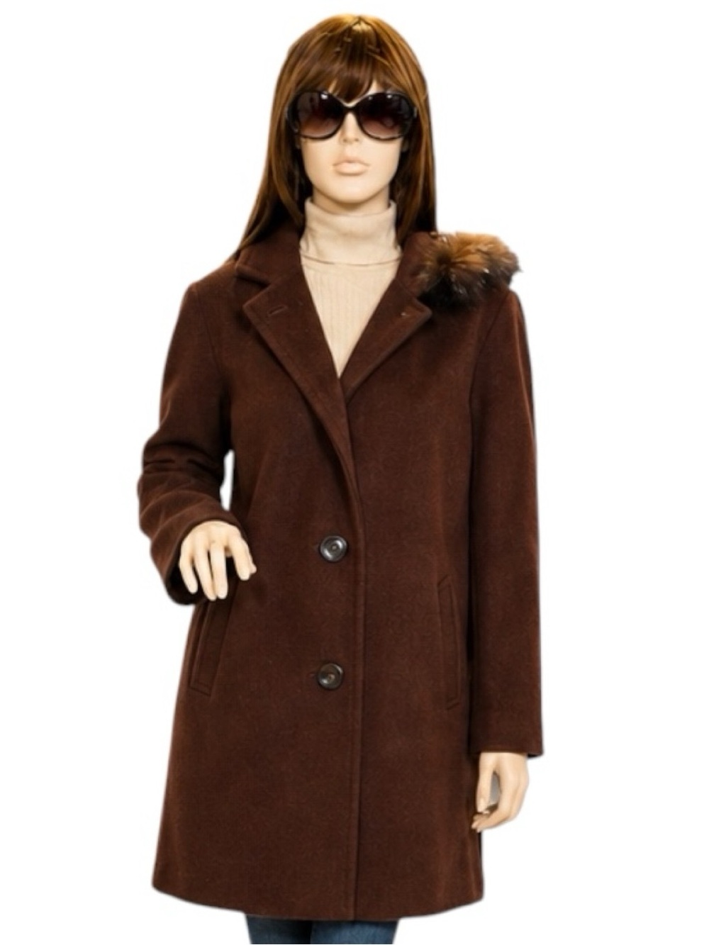 Ellen Tracy Fur Trim Coat (85% OFF)